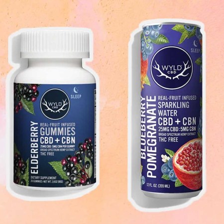 a collage of Wyld CBD products on a grey background