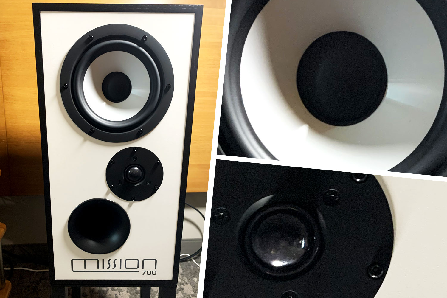 A rectangular white speaker