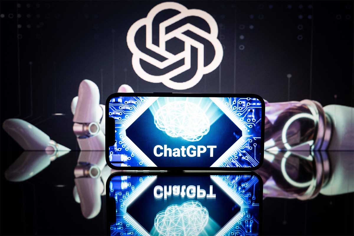 This picture taken on January 23, 2023 in Toulouse, southwestern France, shows screens displaying the logos of OpenAI and ChatGPT. - ChatGPT is a conversational artificial intelligence software application developed by OpenAI