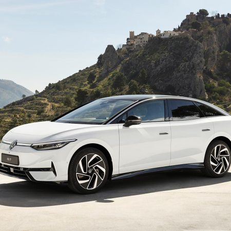Volkswagen ID.7 electric sedan in white