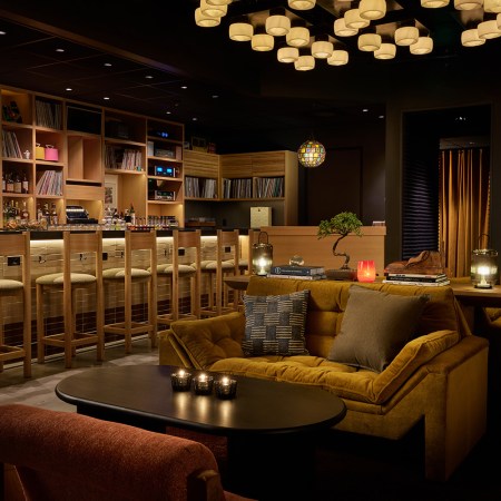 The lush Equipment Room, a new vinyl bar in Austin, Texas in the basement of the Hotel Magdalena