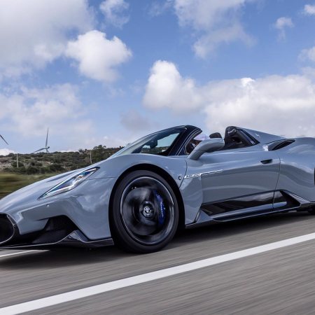 The Maserati MC20 Cielo, the convertible/spider version of the supercar, driving in Italy. Here's our full review.