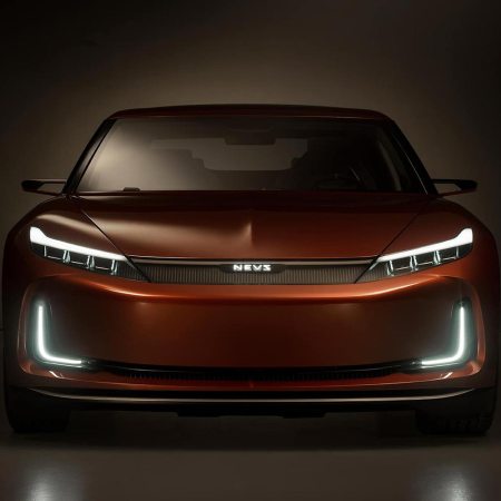 The NEVS Emily GT, an electric car built by the company that bought Saab