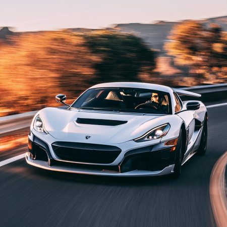 The 2023 Rimac Nevera in white. We drove and reviewed the electric hypercar from Croatia.