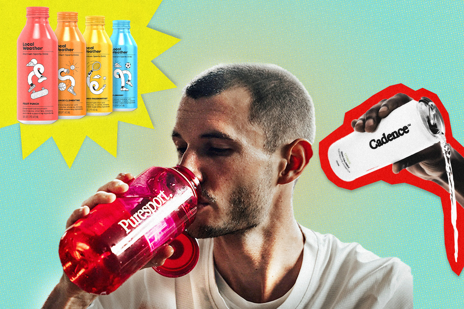 A man drinking a sports drink out of a bottle. If you're looking for a healthier alternative to Gatorade, we have options.