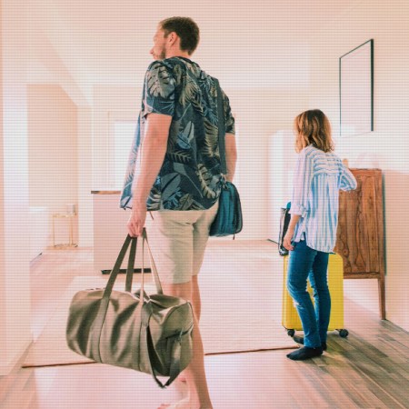 Airbnb guests arriving at their rental property