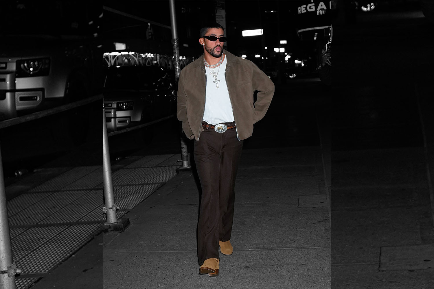 a photo of Bad Bunny with a greyed-out background
