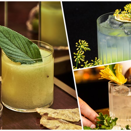 Three of the aromatic cocktails on the menu at Bar du Fouquet's Cannes, where Emanuele Balestra is manager