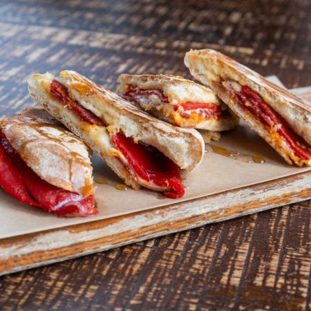 four slices of a sandwich.