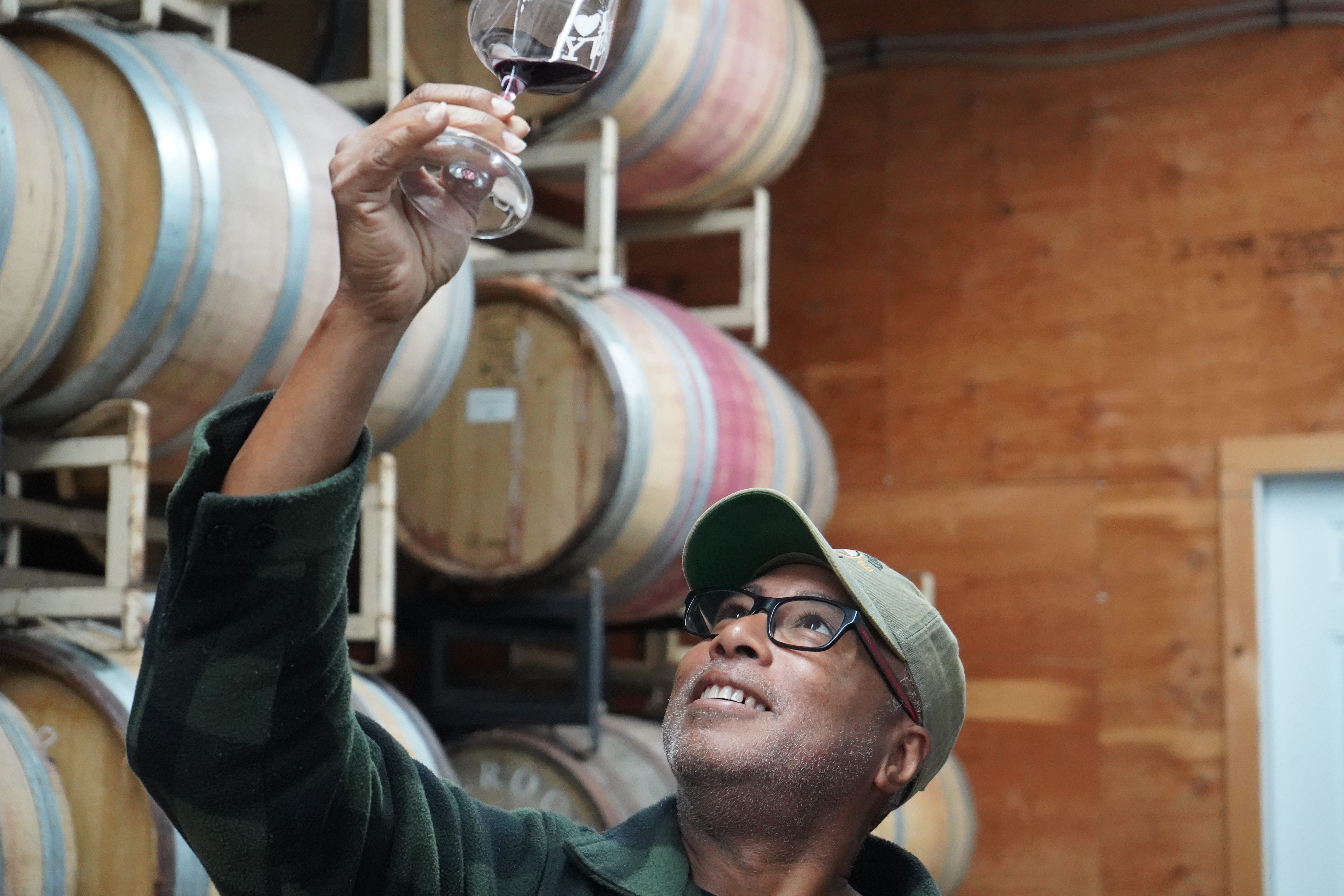 Bernie Williams making wine at Millbrook Winery.