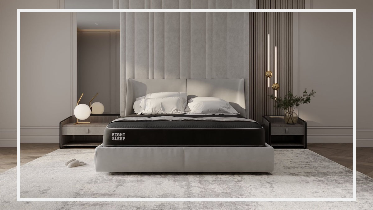 a stage photo of the Eight Sleep Pod 3 Mattress in a bedroom