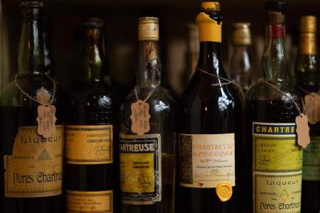 vintage bottles of chartreuse