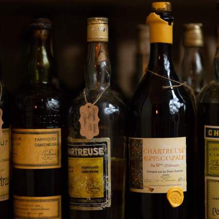 vintage bottles of chartreuse