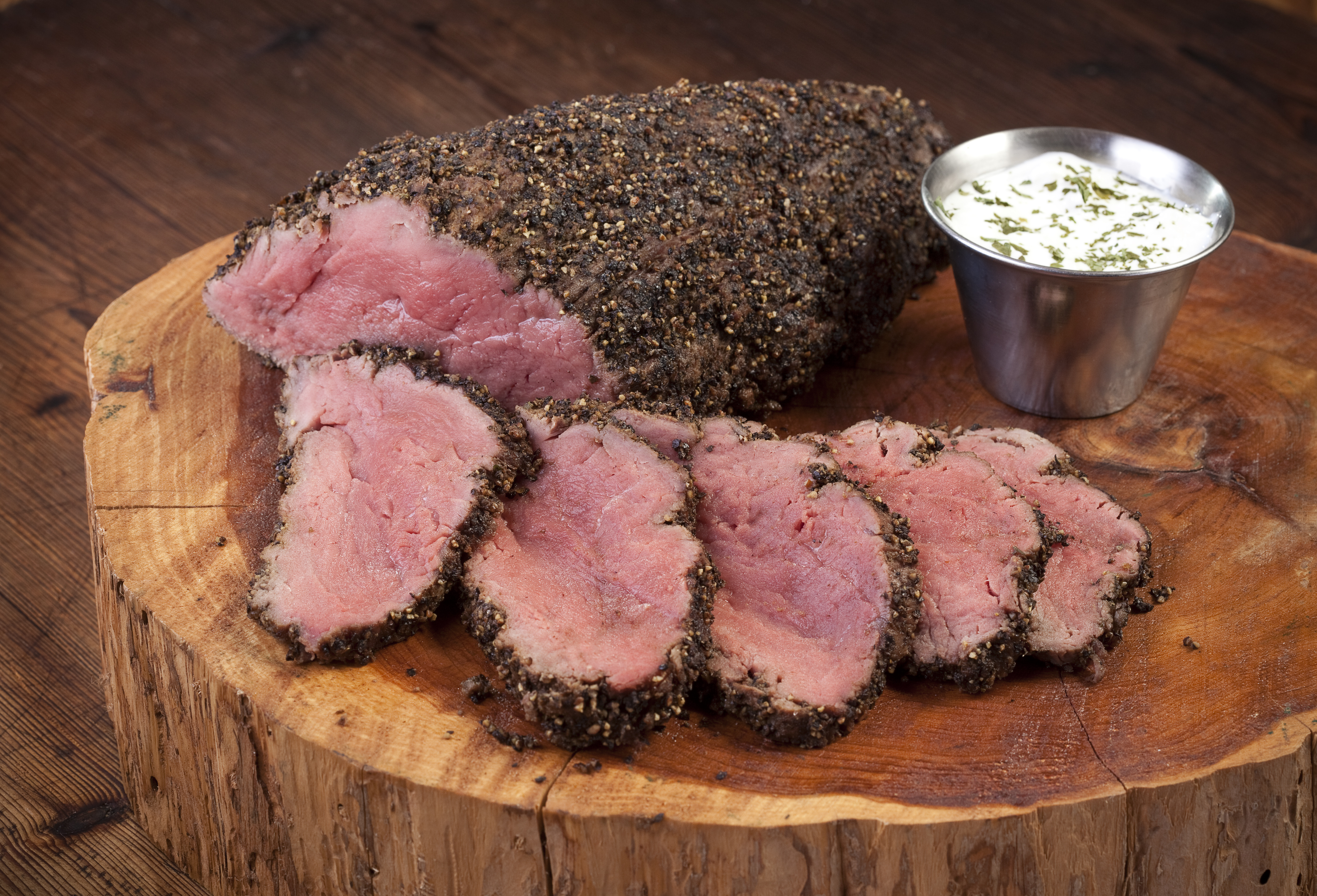 Slices of steak at Perini Ranch Steakhouse
