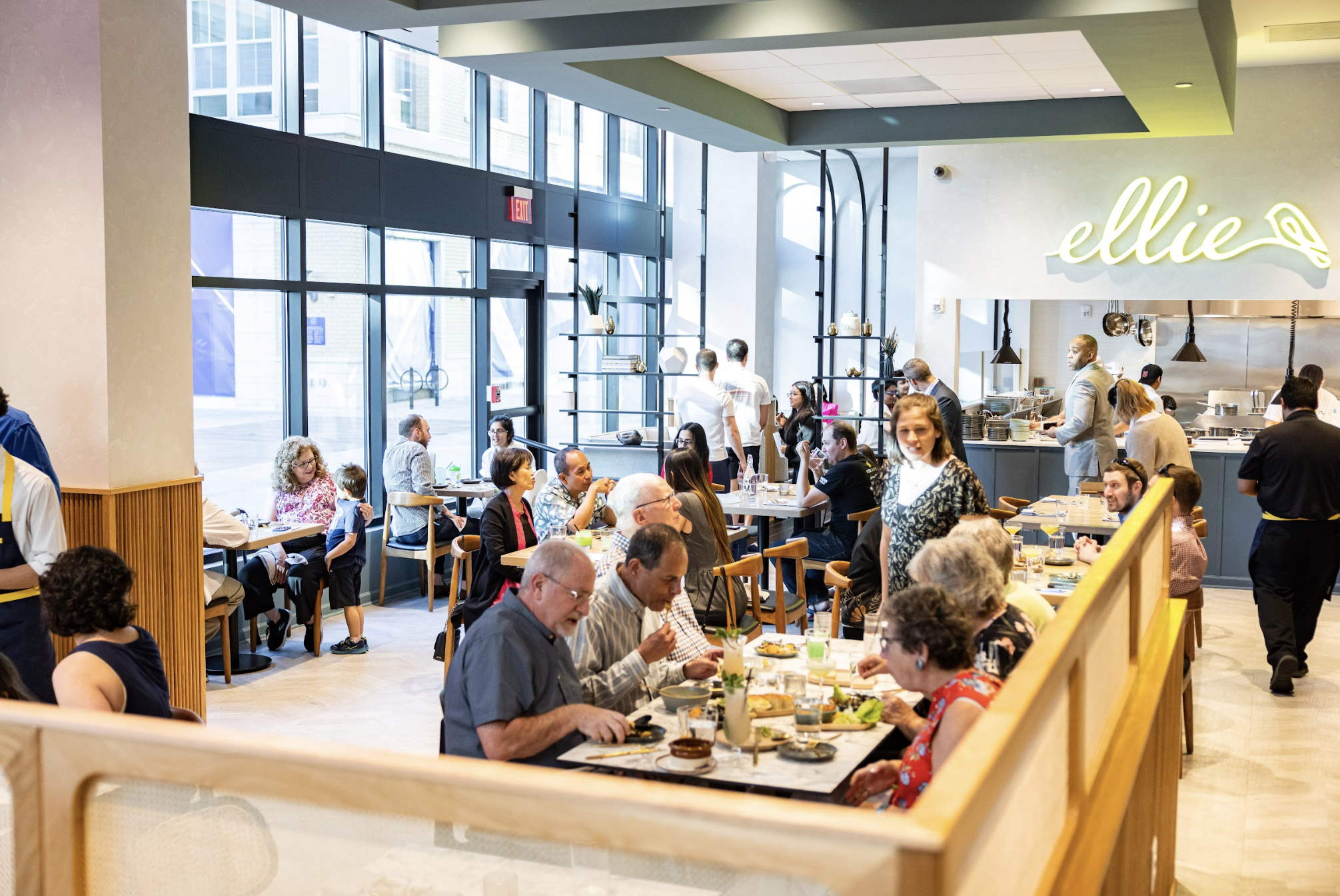 busy dining room at a restaurant.