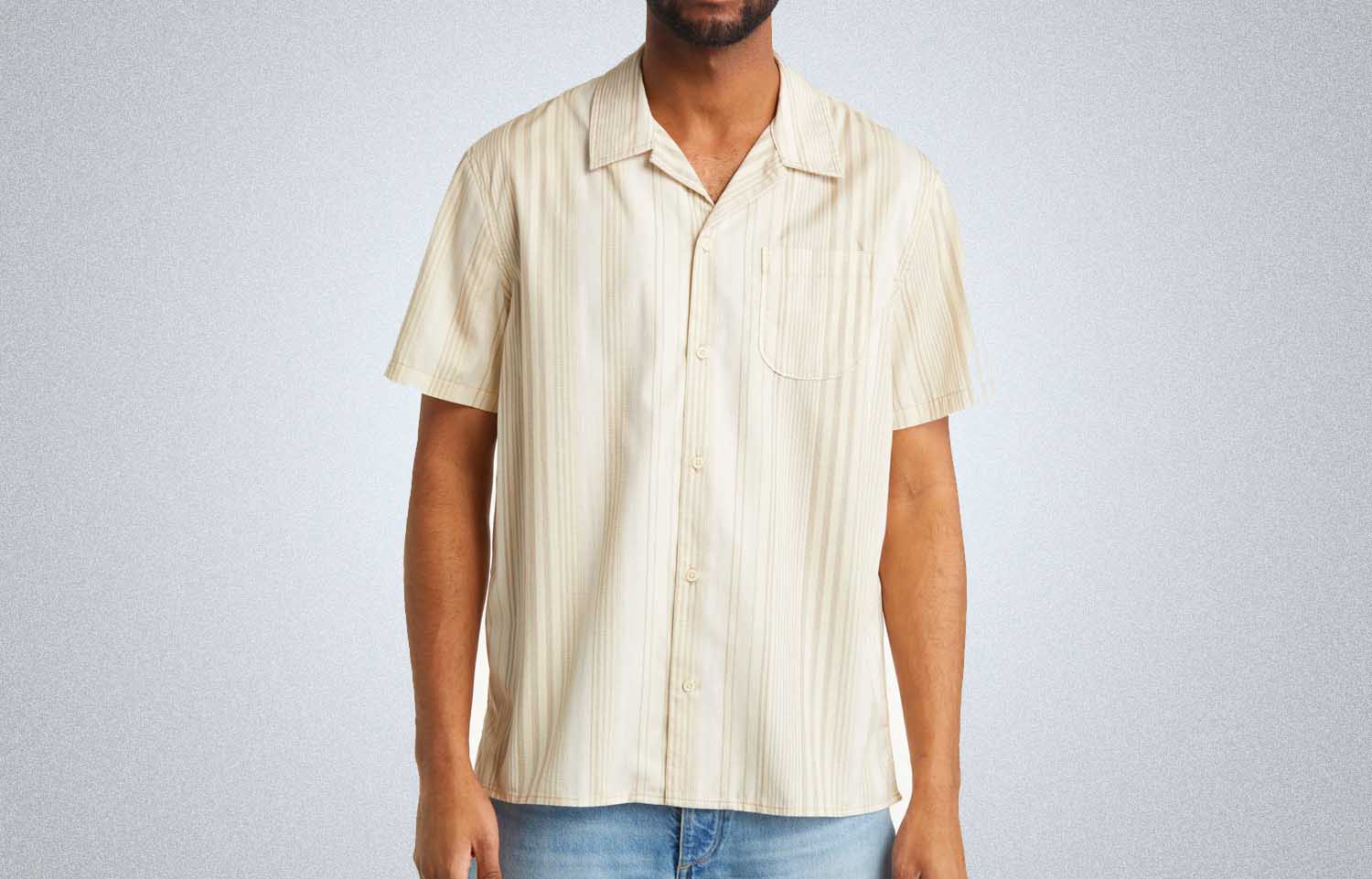 Treasure &amp; Bond Stripe Soft Twill Camp Shirt