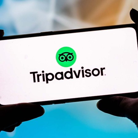 The TripAdvisor logo on a mobile device