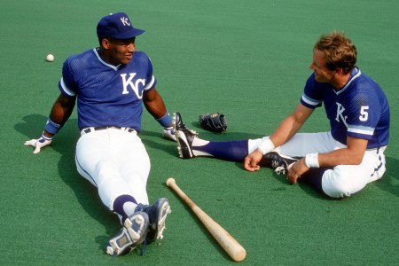 Bo Jackson and George Brett sitting on tuf.
