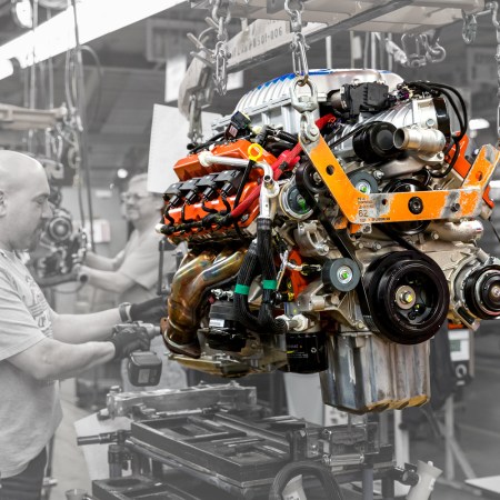 The monstrous Hellcat V8 getting ready for action at the Brampton Assembly Plant in 2016.