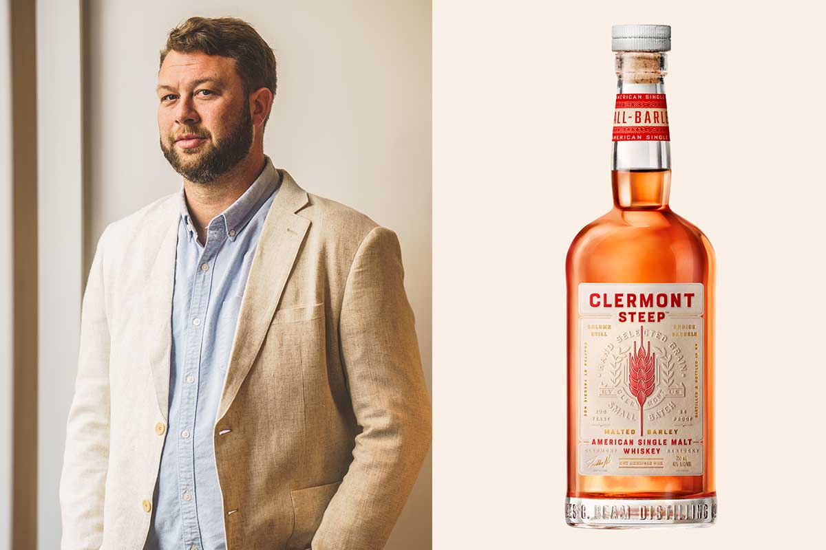 Master Distiller Freddie Noe: A close-up of the Clermont Steep bottle.