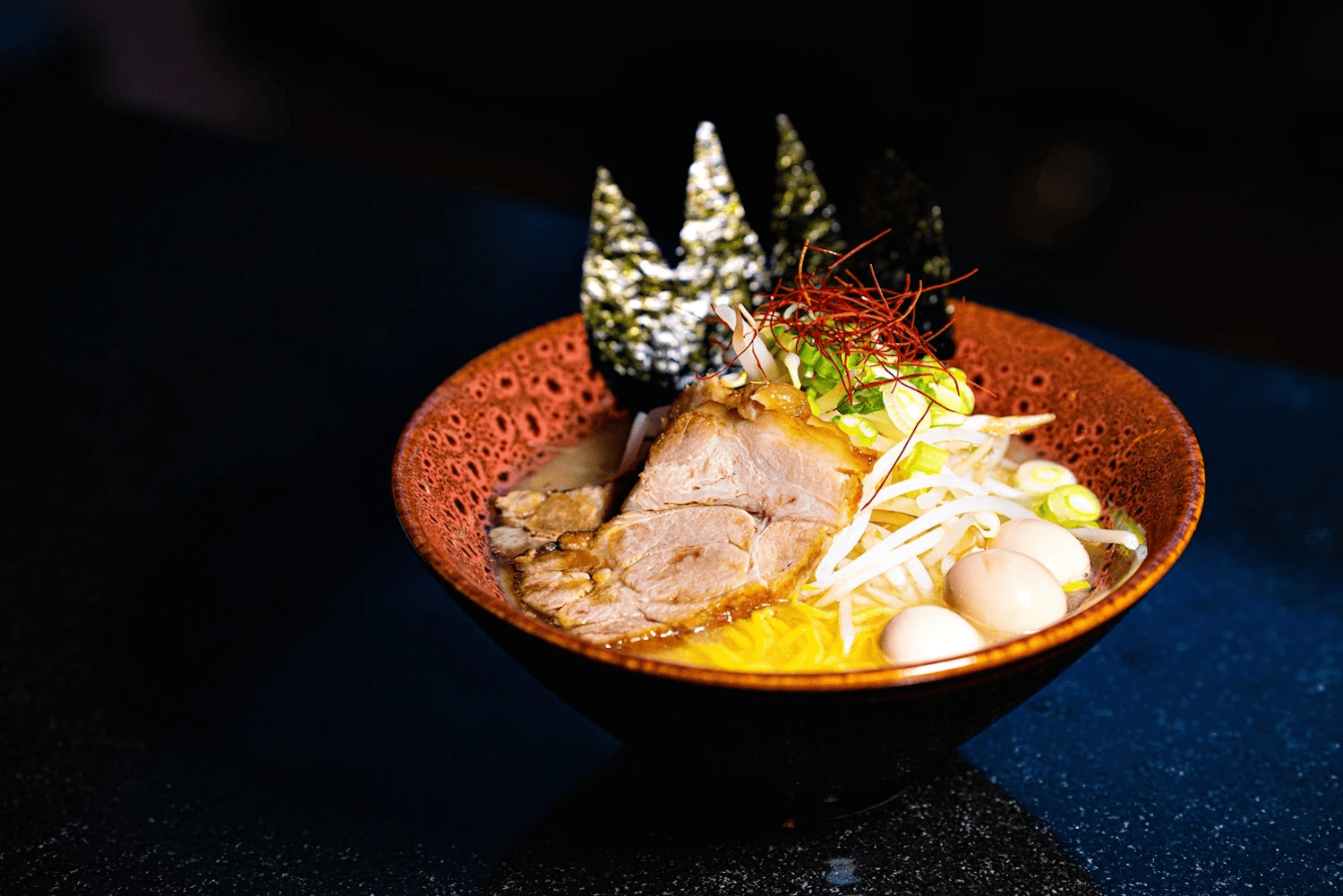 up-close shot of bowl of ramen.