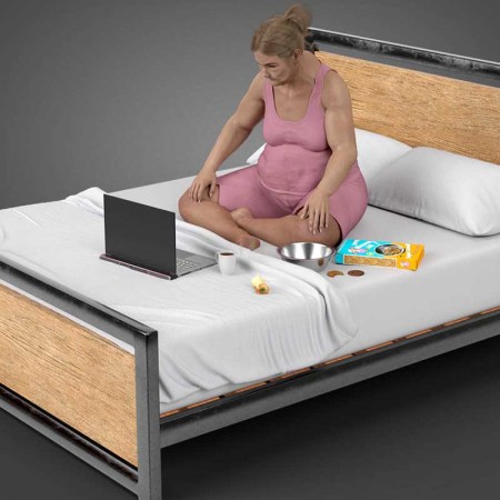 A visualization of an office worker in the year 2100 named Anna, as conceived by the UK brand Furniture At Work (and mocked by social media)