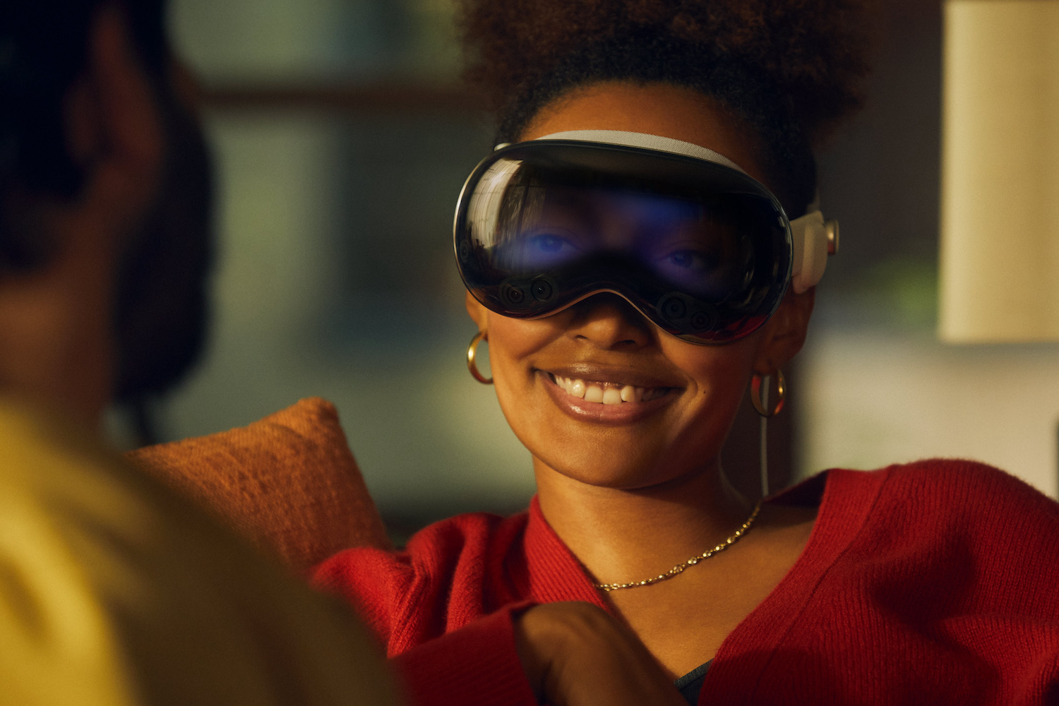 a model wearing an Apple Vision Pro headset