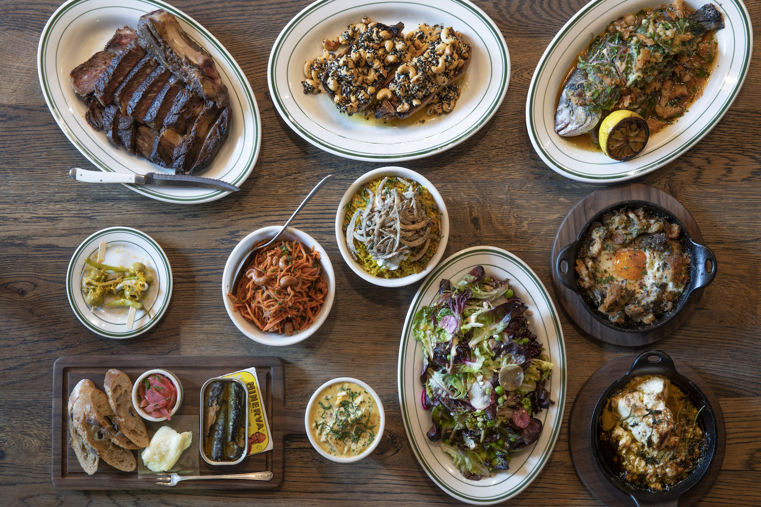 a spread of Spanish cuisine on a table.