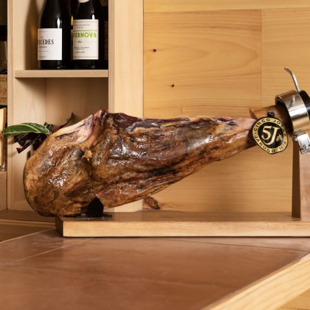 Jamón sits on the bar at Bar Vinazo.