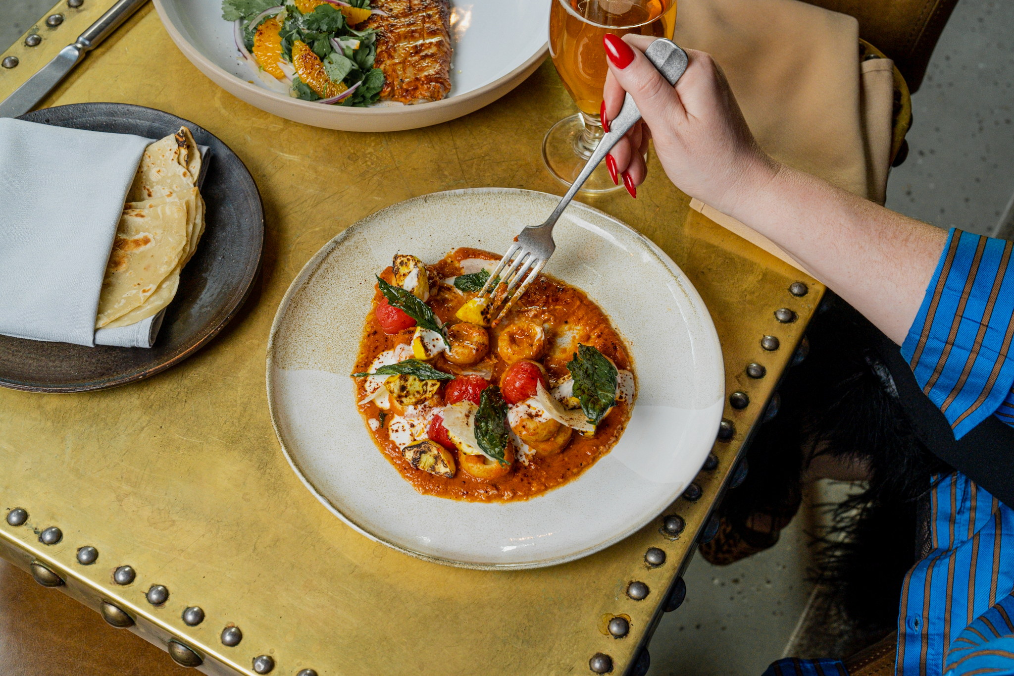 Food on a plate on a table.
