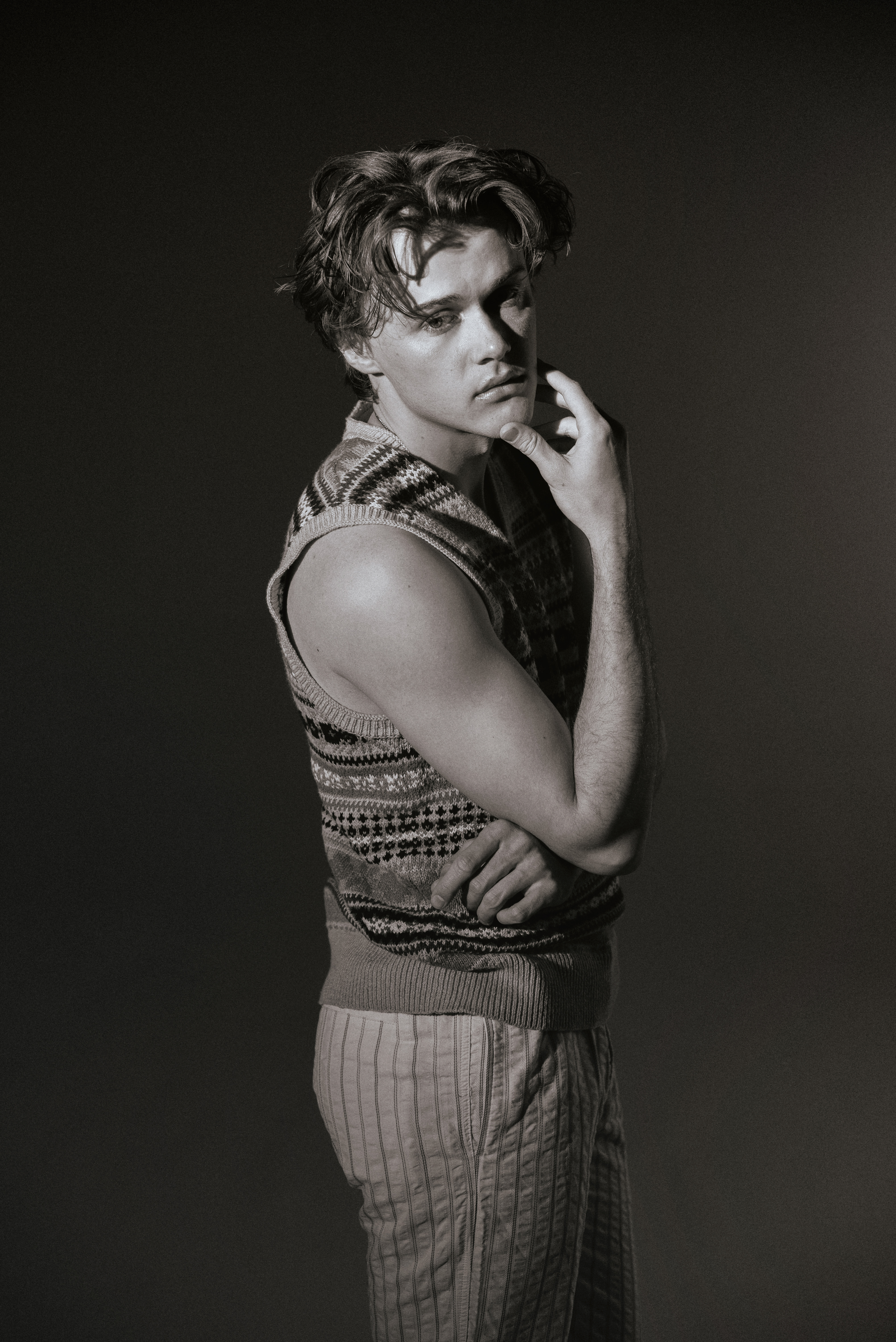 actor Chris Briney in black and white