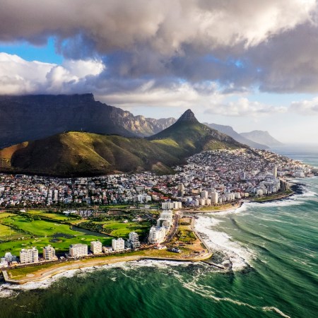 Sprawling view of Cape Town and the Mountains that frame it, Table Mountain and Lion's Head.