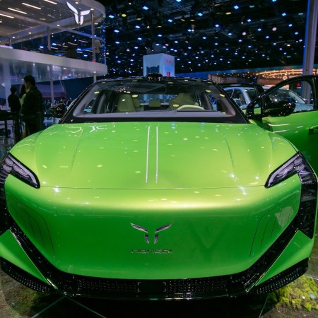 A Hongqi E001 electric car is on display during the 20th Shanghai International Automobile Industry Exhibition in Shanghai, east China, April 25, 2023.