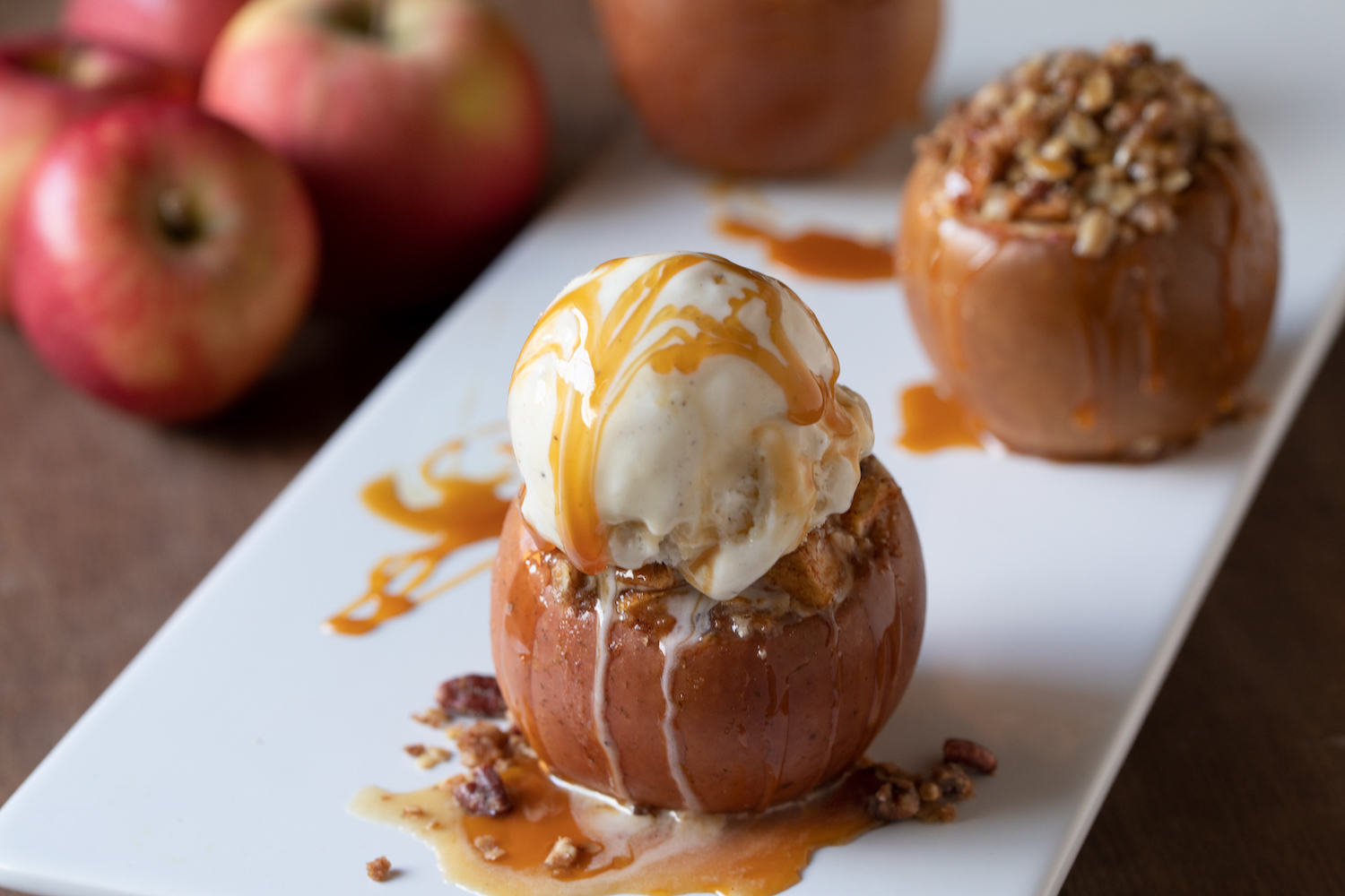 Caramel and Crisp Stuffed Baked Apples
