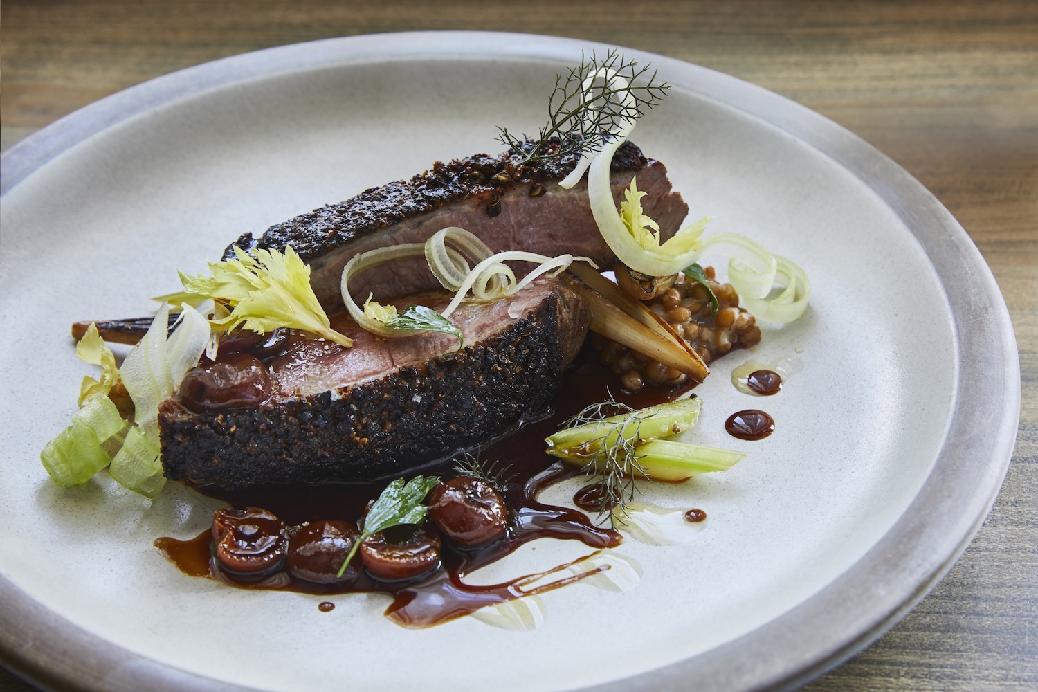 Fancily plated steak.