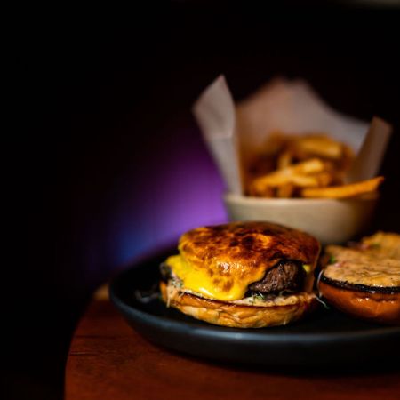 burger with fries