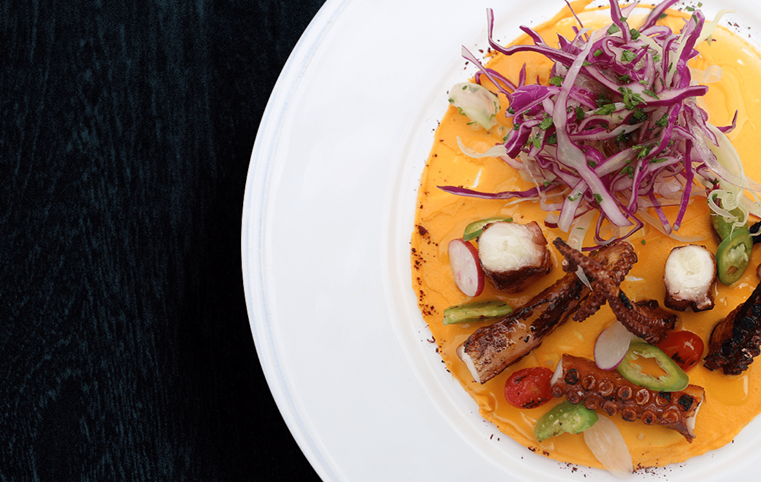 char-grilled octopus in adobo sauce.