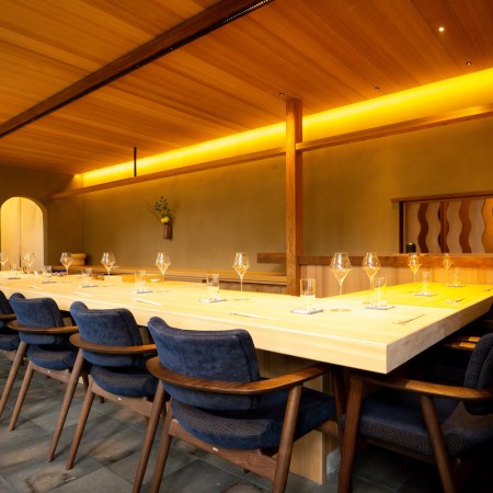 seating area with blue and orange color