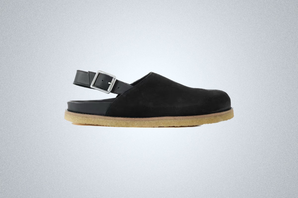 Vinny’s Leather-Trimmed Suede Mules