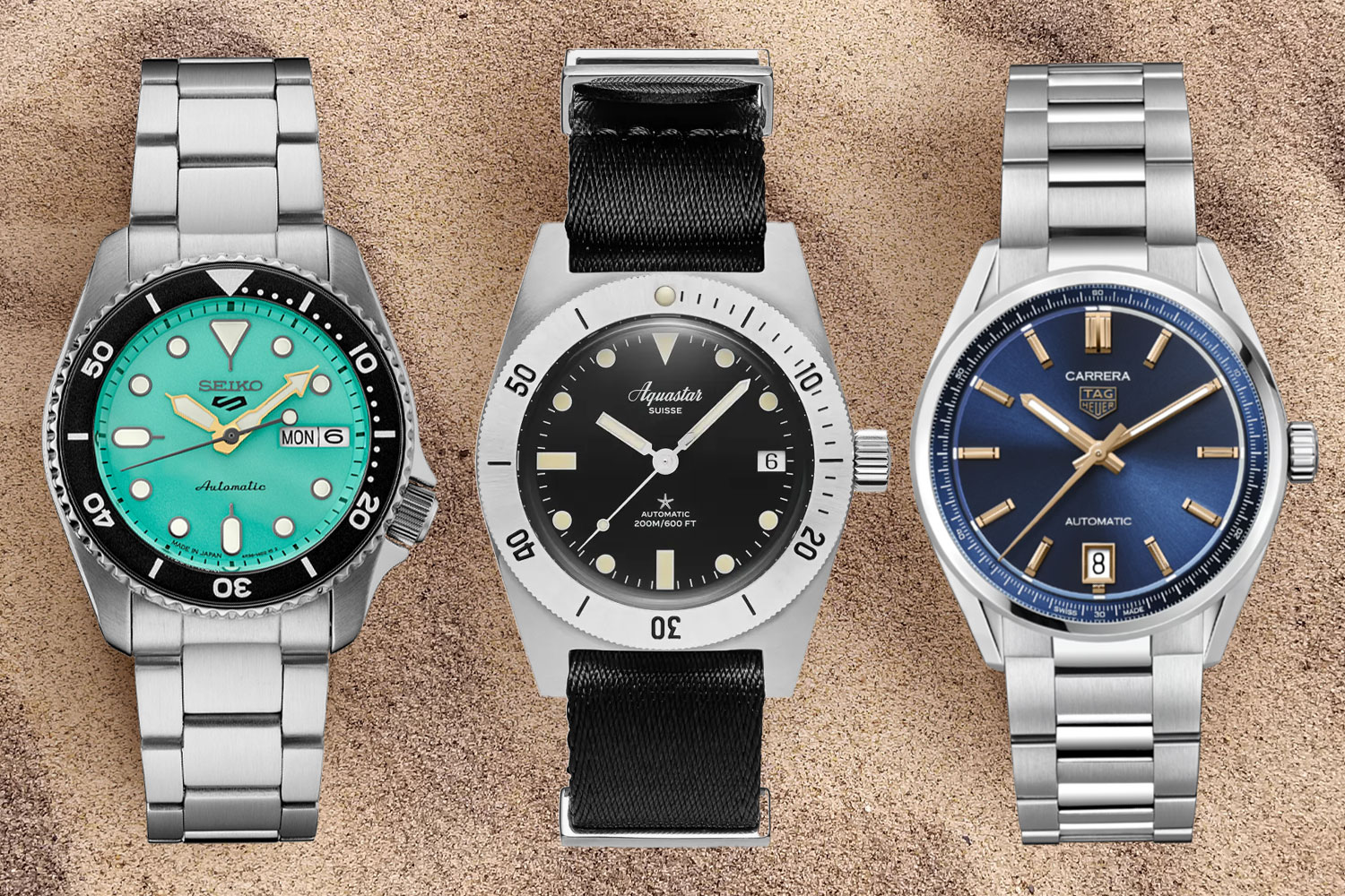 watches on sand.