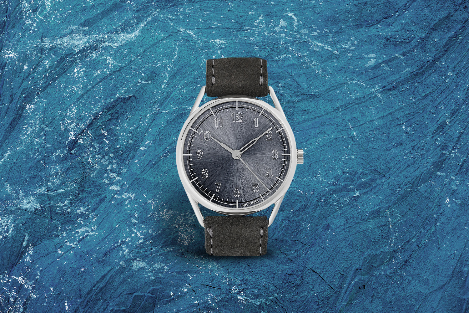 black, silver and dark blue watch