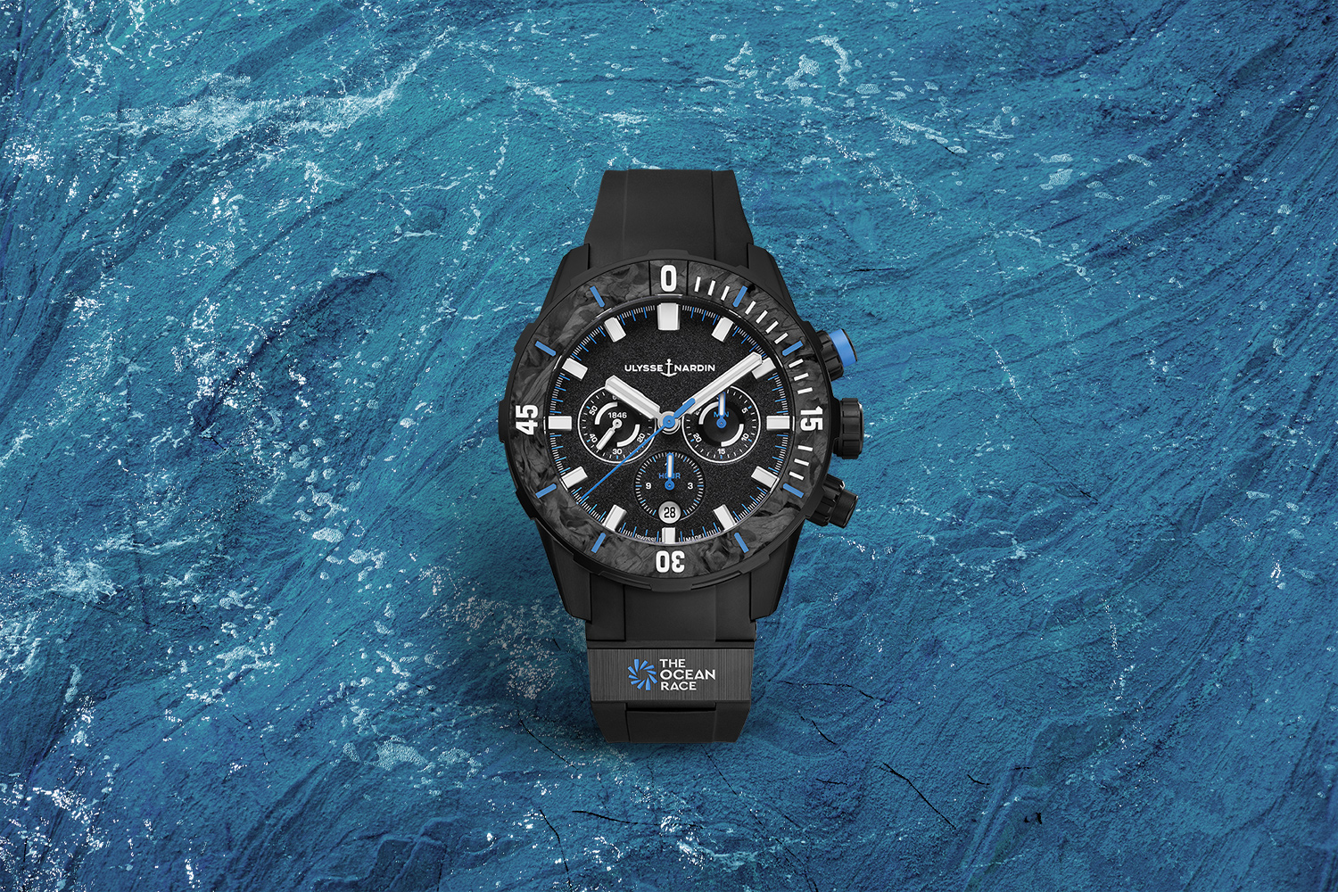 Black watch with white and blue accents