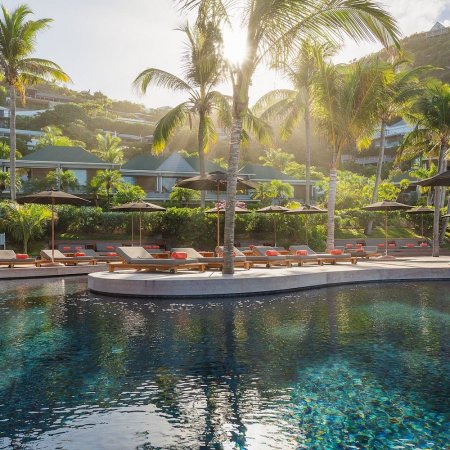 Pool with view in Caribbean landscape