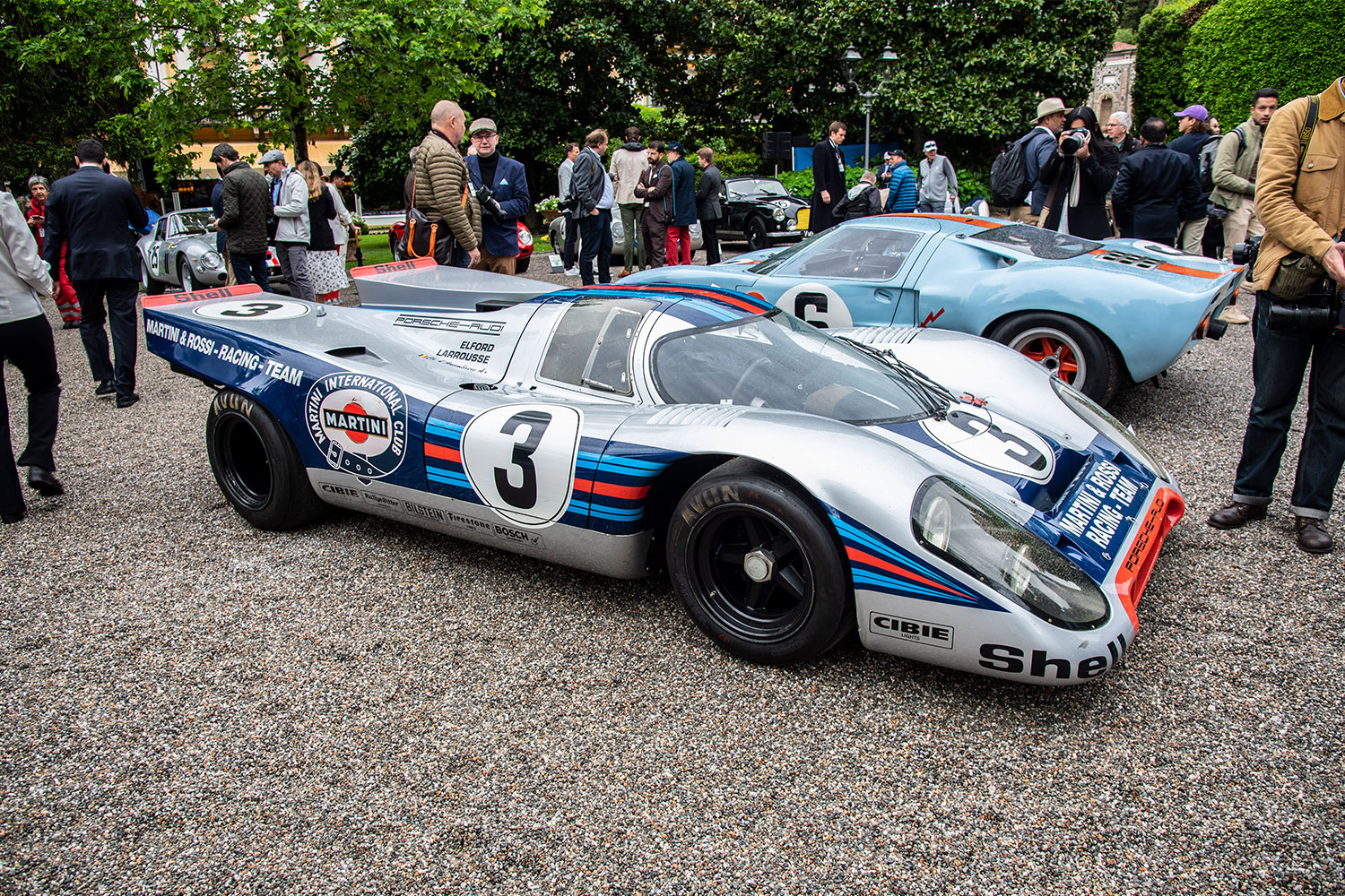 Porsche 917K with a Martini racing livery at Villa d'Este concours in 2023