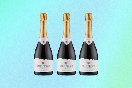 Three bottles of Rathfinny Classic Cuvée 2018. Specially packaged versions of this wine were aged underwater for six months.