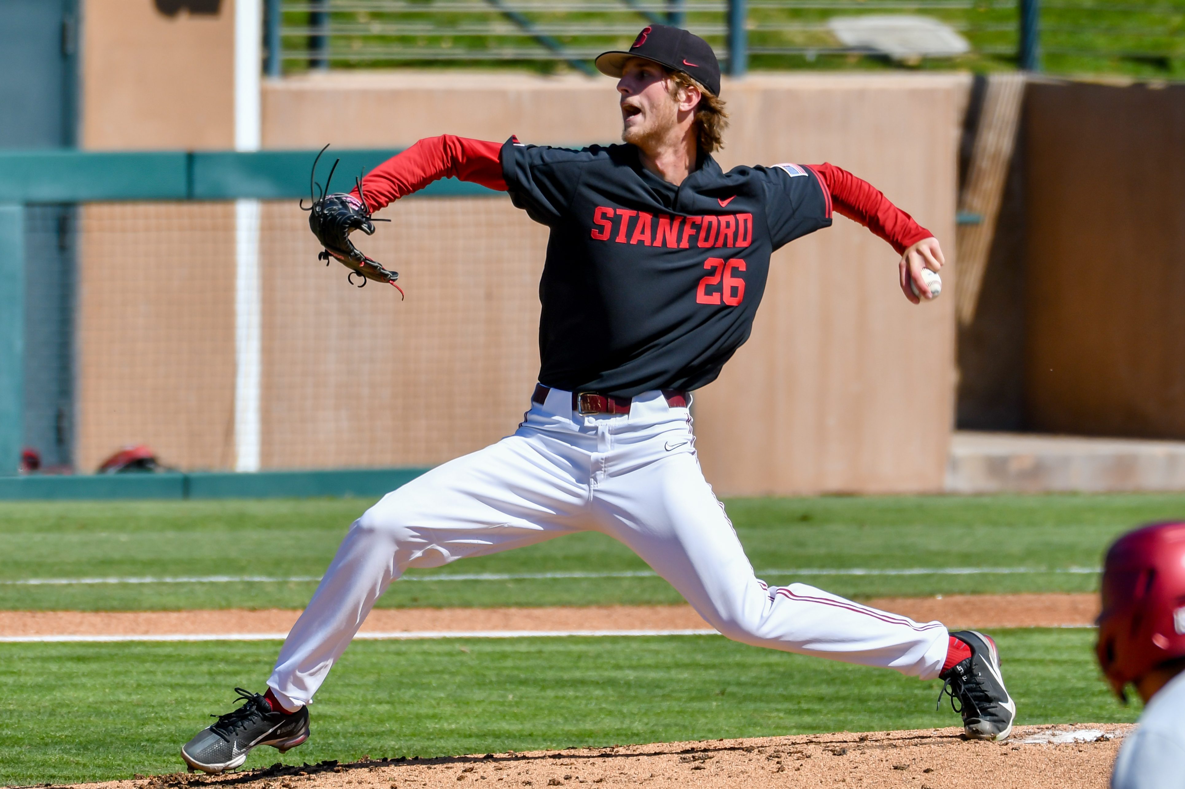 Stanford Cardinal pitcher Quinn Mathews throws the ball.