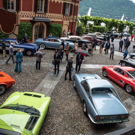 A selection of classic, luxury cars at the 2023 Concorso d'Eleganze Villa d'Este on Lake Como