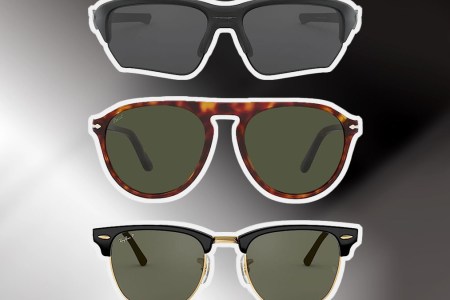 a collage of styles from the Amazon Prime Day sunglasses deals on a gradient white and black background