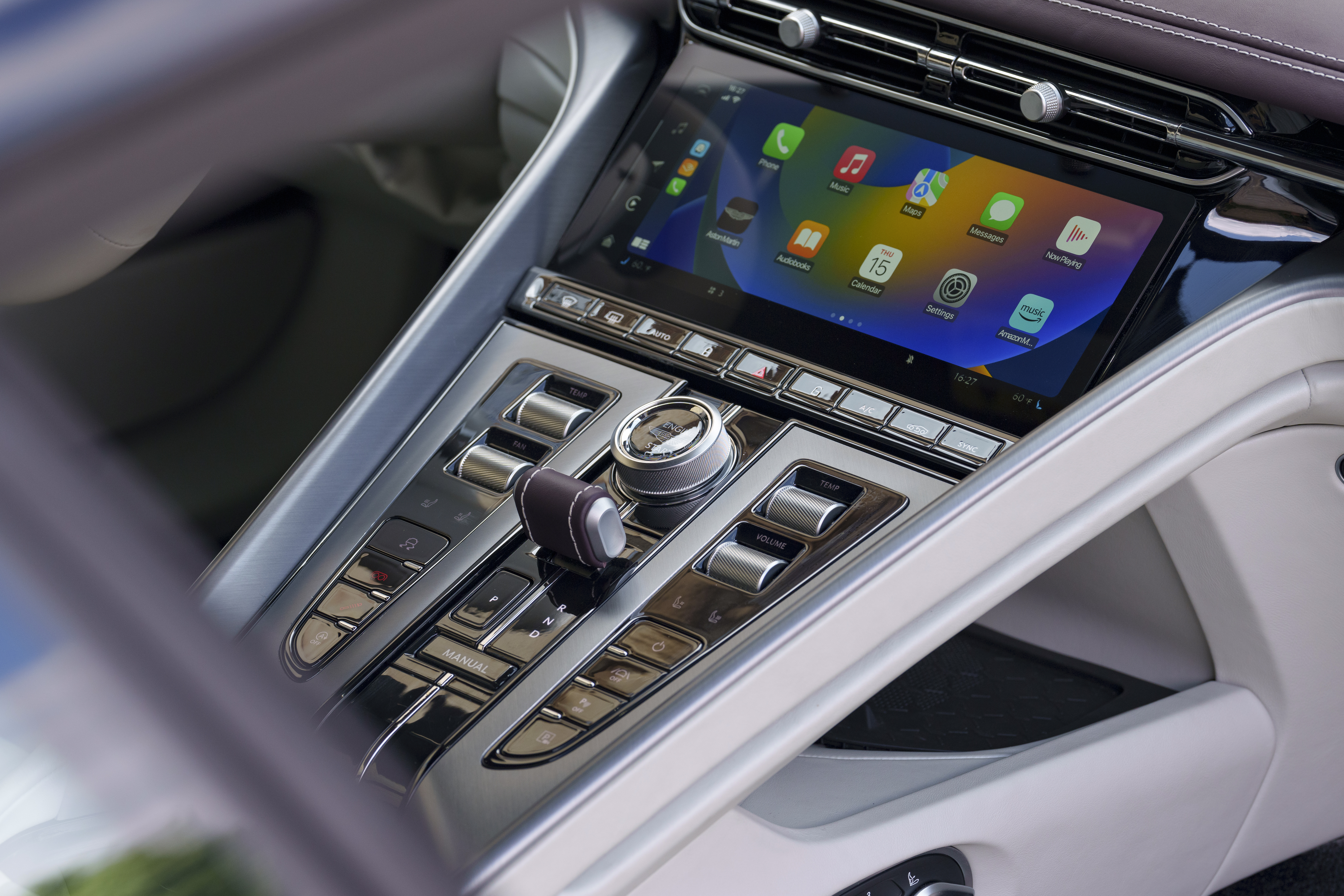 Control panel for the "neutron white" edition of the Aston Martin DB12