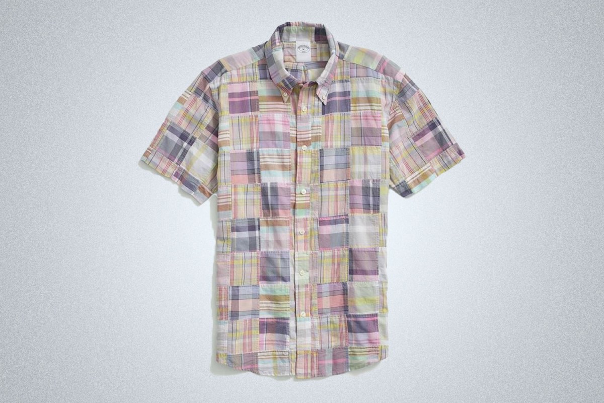 Brooks Brothers Cotton Madras Patchwork Short-Sleeve Sport Shirt